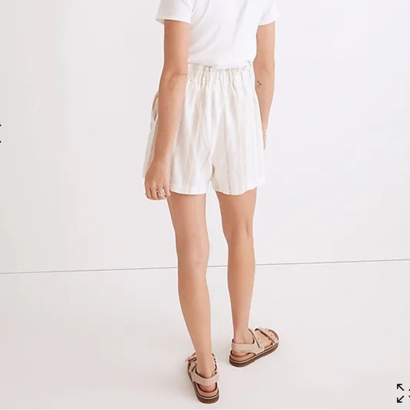 Madewell Linen-Blend Pull-On Paperbag Shorts: Undyed Stripe Edition - Picture 3 of 11